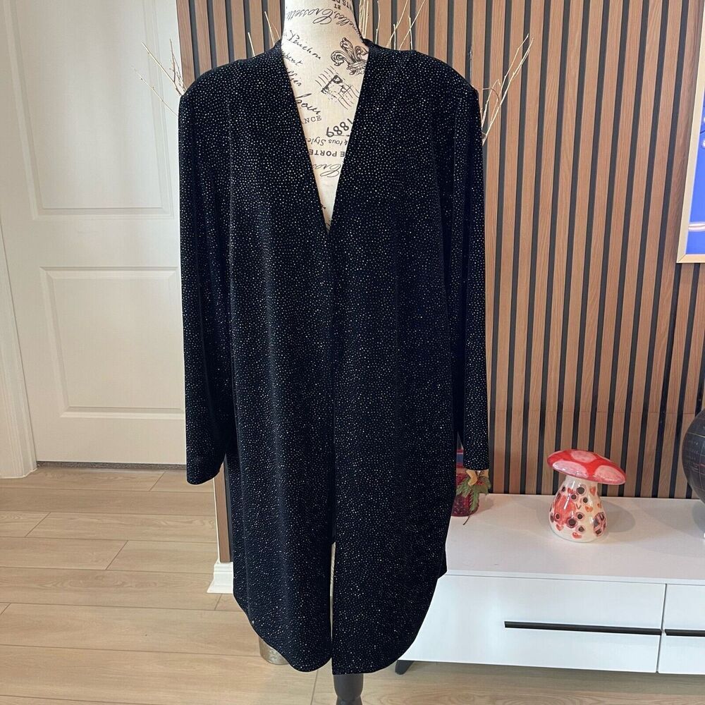 VTG ONYX Nite By Wendye Chaitin Cardigan Blazer 22 Black Sequin Formal Evening